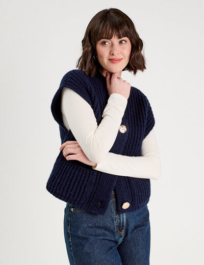 Gilet sans manches bleu marine femme