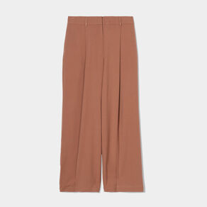 Pantalon large fluide pinces beige femme