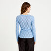 T-shirt ajust&eacute; col rond manches longues bleu ciel femme