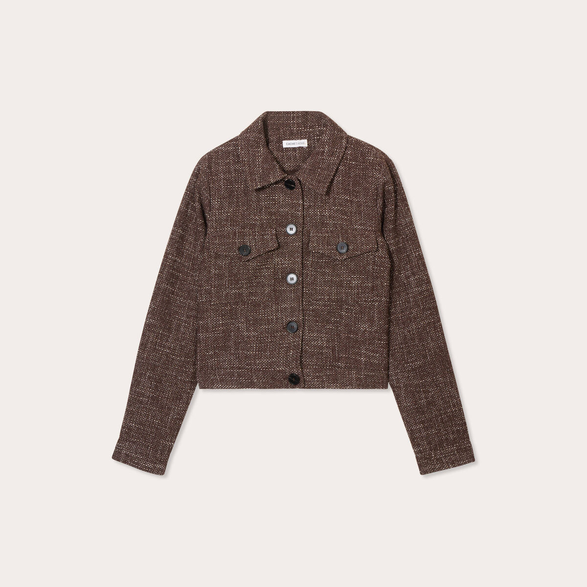 Veste tweed boutonnée bordeaux femme