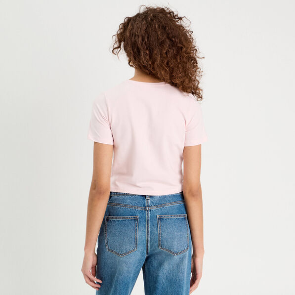 t shirt cropped rose clair femme T-shirt cropped rose clair femme