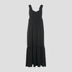 Robe longue évasée bretelles noir femme