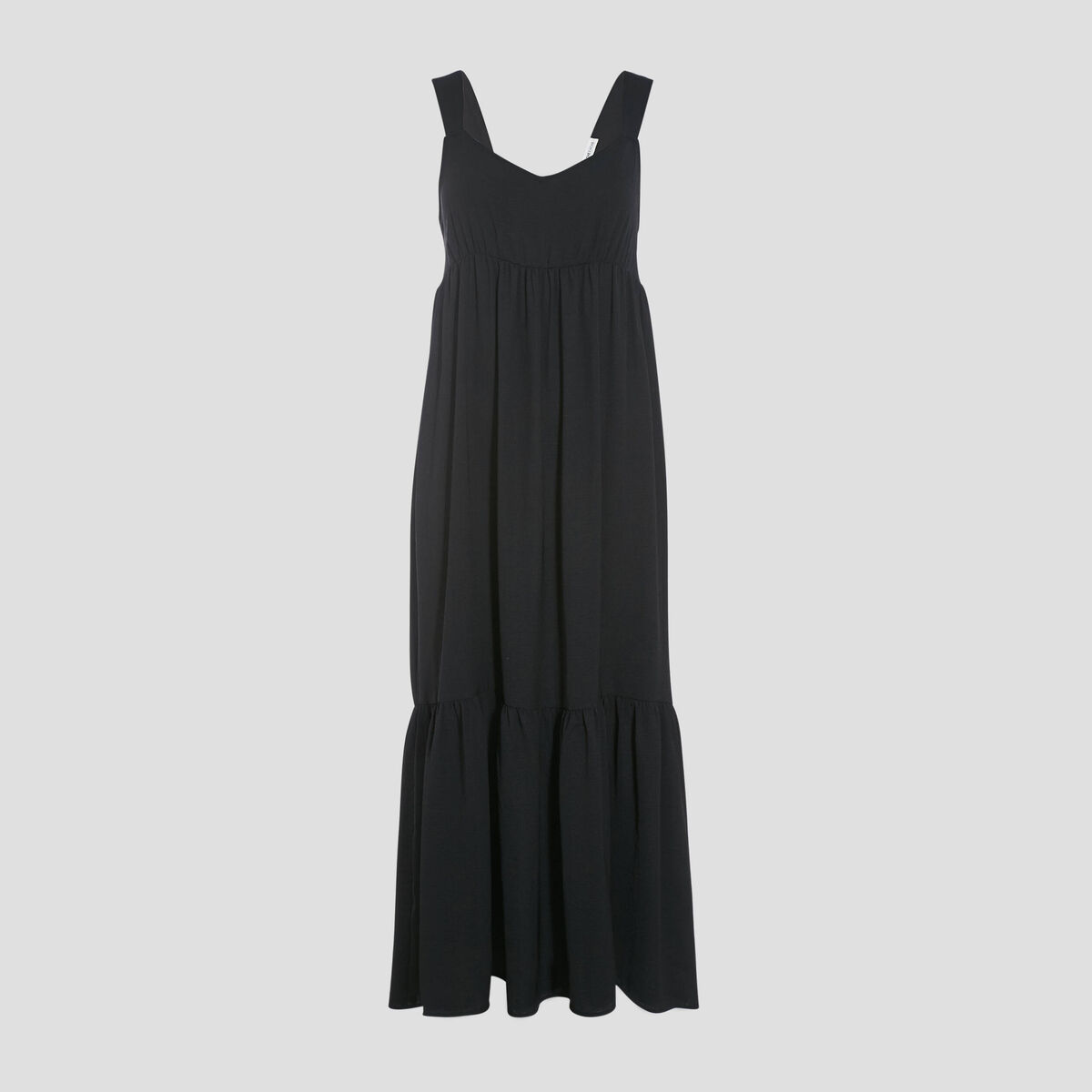 Robe longue évasée bretelles noir femme
