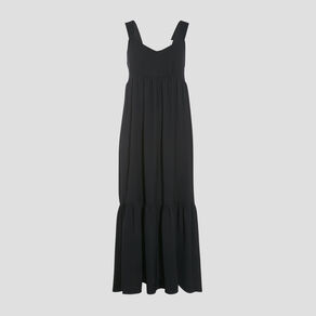 Robe longue évasée bretelles noir femme