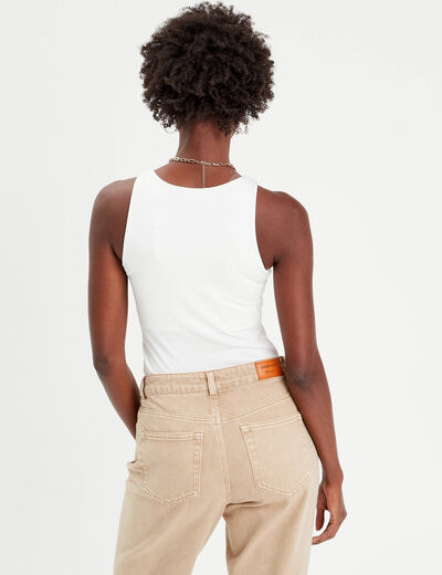 Body sans manches effet seconde peau blanc femme