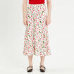 Jupe midi évasée fluide blanc femme