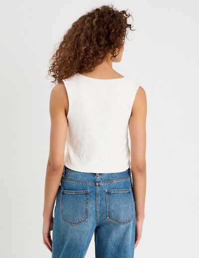 Veston sans manches ecru femme
