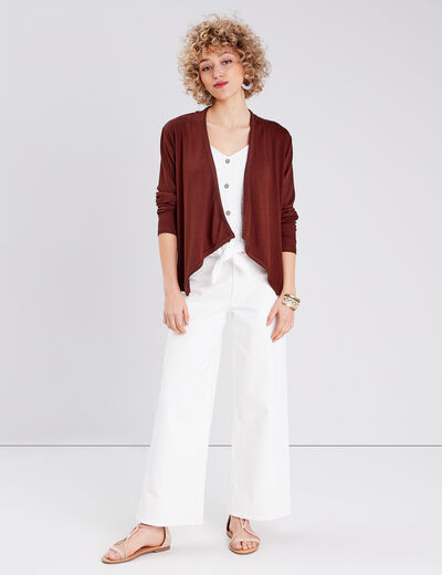 Cardigan col en V marron femme