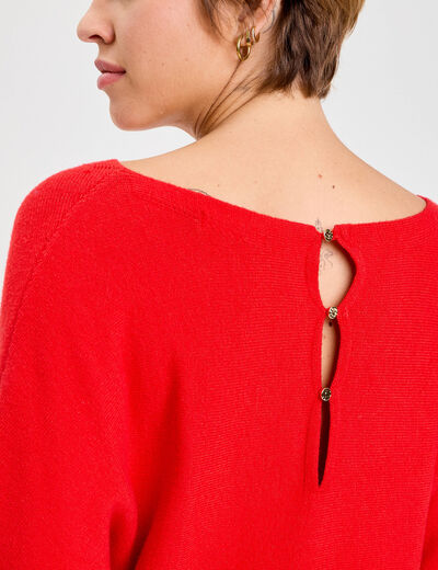 Pull manches chauves-souris rouge femme