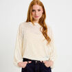 Blouse dentelle col rond manches longues ecru femme