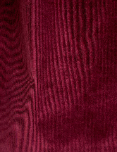 Robe &eacute;vas&eacute;e velours col montant bordeaux femme