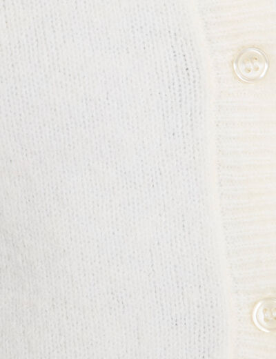 Gilet fleurs en relief ecru femme
