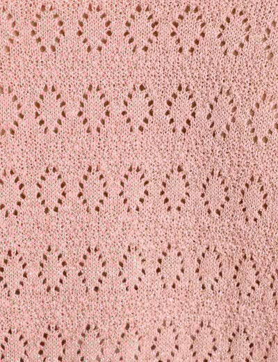 Pull ajouré manches 3/4 rose pastel femme
