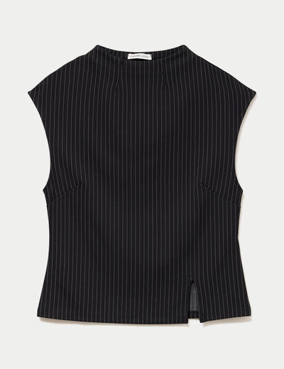 T-shirt ajust&eacute; sans manches noir femme