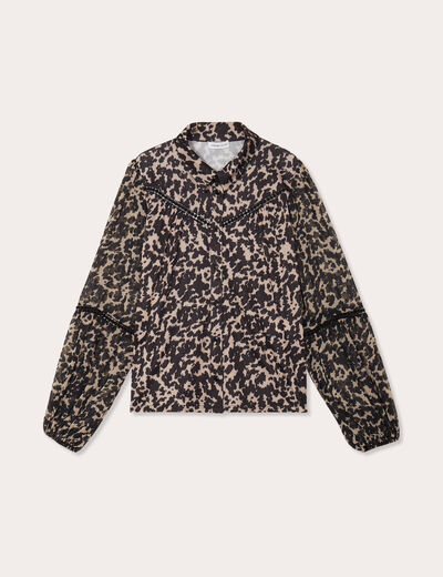 Blouse manches longues beige femme