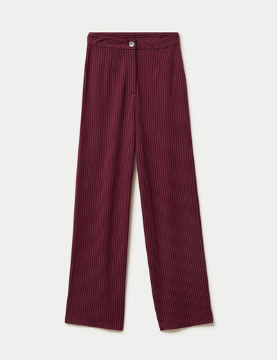 Pantalon large taille haute rouge femme