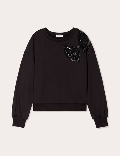 Sweat noeud sequins noir femme
