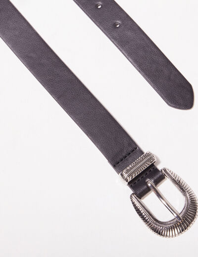 Ceinture avec boucle western noir femme