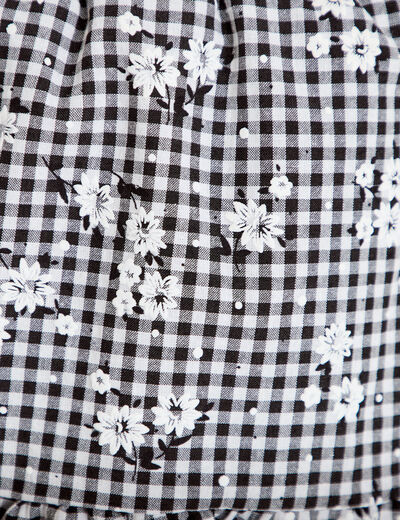 Jupe-short vichy broderie noir femme