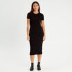 Robe longue moulante côtelée noir femme