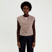 Gilet sans manches effet polaire taupe femme