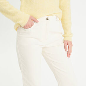 pantalon straight velours ecru femme Pantalon straight velours ecru femme