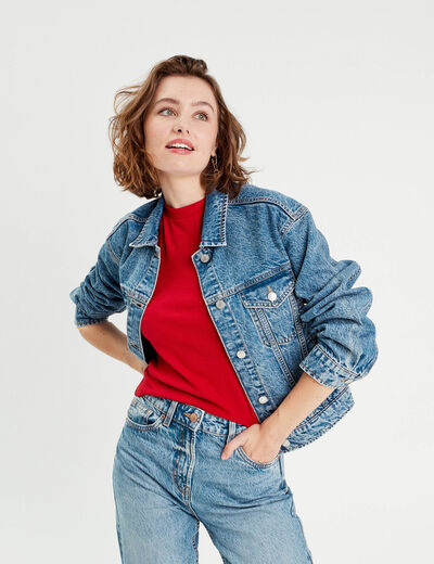 Veste en jean denim double stone femme