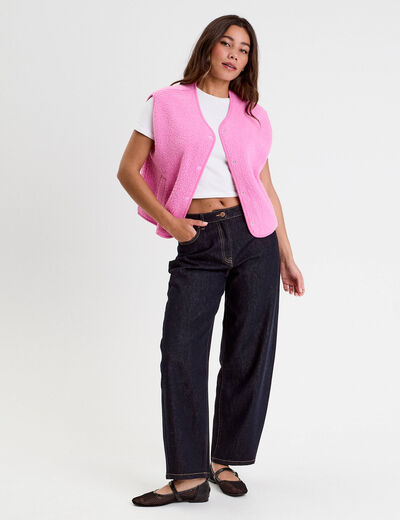 Gilet polaire sans manches rose femme