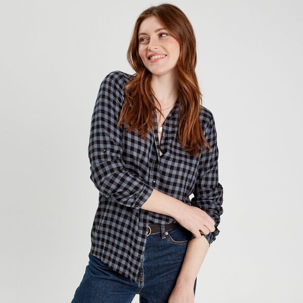 Chemise manches longues bleu foncé femme