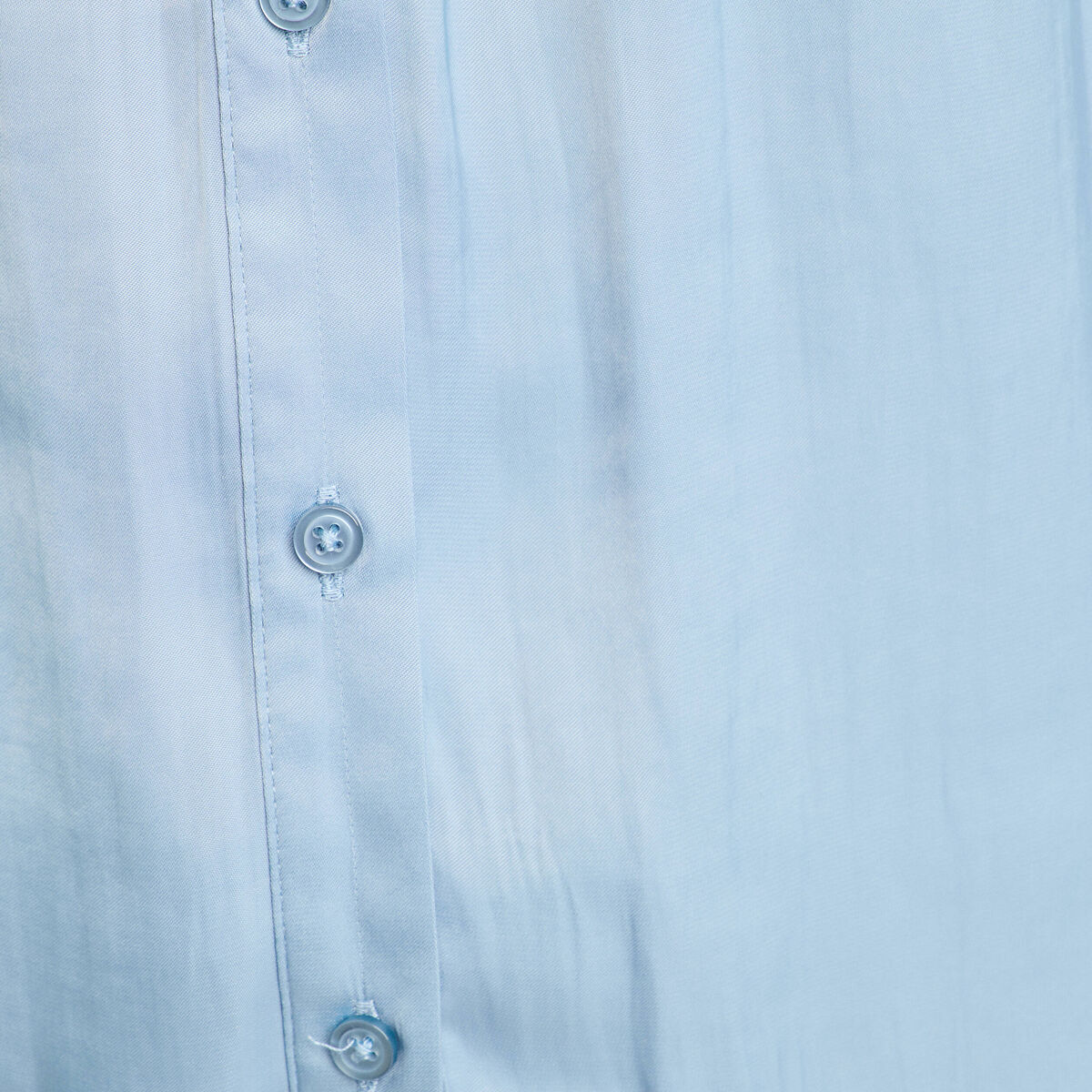 Blouse manches longues satin bleu clair femme