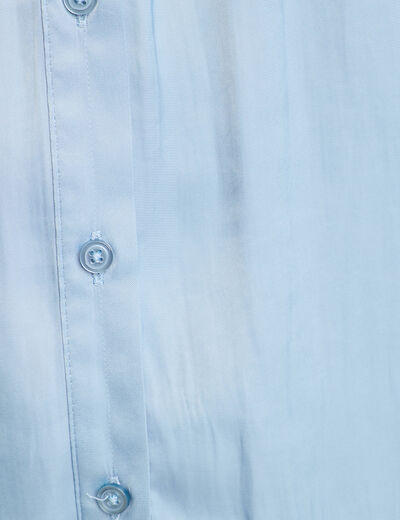 Blouse manches longues satin bleu clair femme