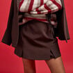 Jupe-short droite fentes marron fonc&eacute; femme