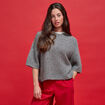 Pull manches courtes gris femme