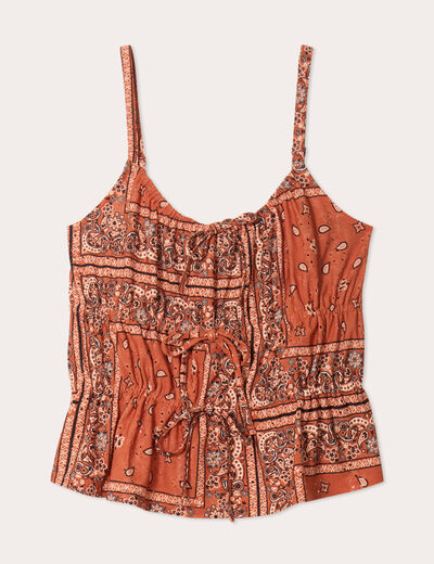 Débardeur bretelles fines terracotta femme