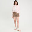 Short large en jean beige femme