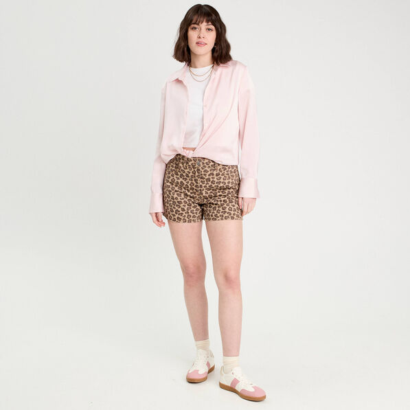Short large en jean beige femme