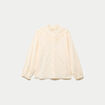 Blouse ample col montant manches longues ivoire femme