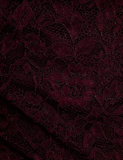 Body ajust&eacute; dentelle col bateau violet fonc&eacute; femme