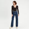 Jeans wide leg taille haute denim brut femme