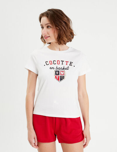 T-shirt manches courtes blanc femme