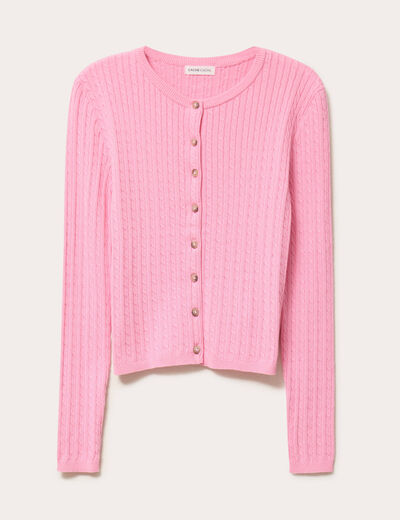 Gilet ajusté en coton manches longues rose femme