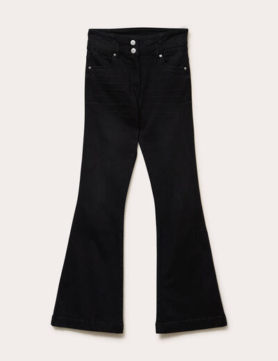 Jeans bootcut taille haute denim noir femme