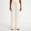 Pantalon large fluide ecru femme