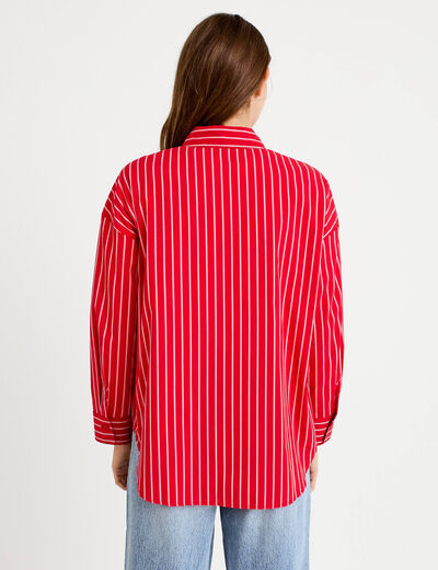 Chemise oversize manches longues rouge femme