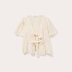 Blouse manches courtes noeuds ecru femme