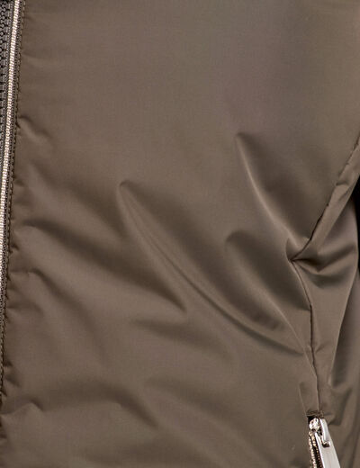 Parka réversible à capuche vert kaki femme