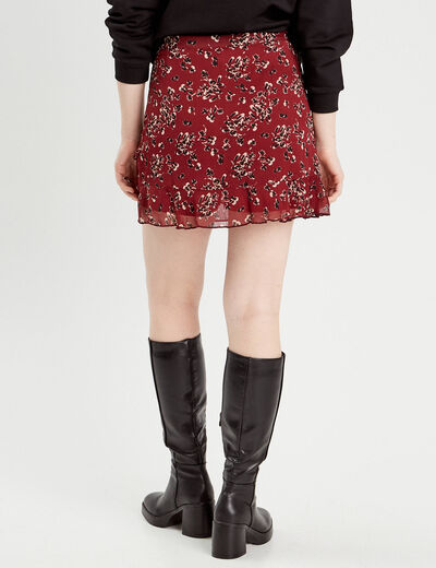 Jupe-short évasée bordeaux femme
