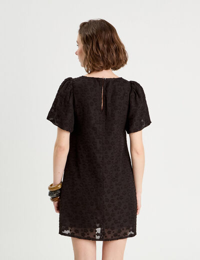 Robe droite manches courtes noir femme