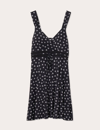 Robe évasée bretelles noir femme