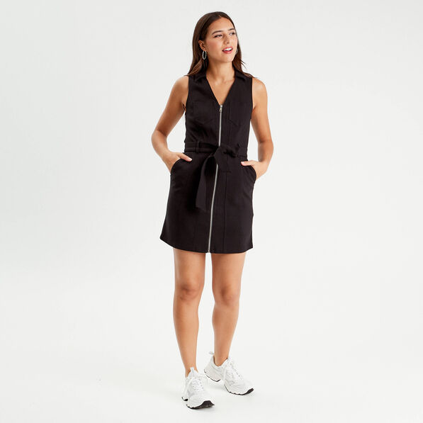 Robe évasée sans manches noir femme